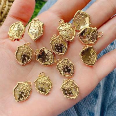 China CLASSIC Wholesale New Style Pendant Copper Shield Findings Set With Zircon For Jewelry Making for sale