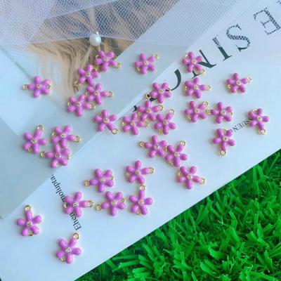 China TRENDY Flower Blue White Red Pink Enamel Charms Gold Color Pendants DIY Jewelry Making Handmade Craft for sale