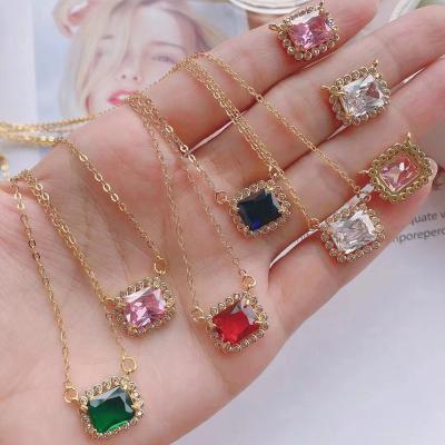 China Trendy Trendy Rectangle Shape Pendant With Multi Gemstone For Necklace Making for sale