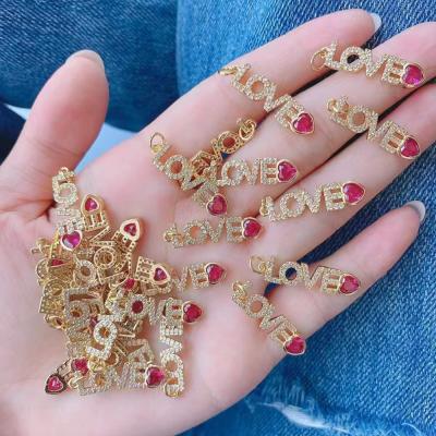 China Wholesale FASHIONABLE New Style Brass Pendant Love Pendant Set With Zircon For Jewelry Making for sale