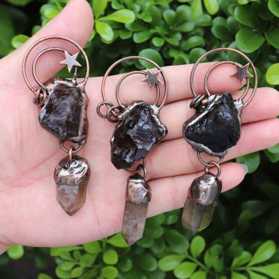 China Vintage Retro Irregular Stone Brass Jewelry Findings With Two Rings For Necklace for sale