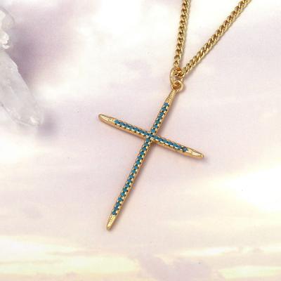 China Fashionable Wholesale Rainbow Color Zircon Micro Pave Cross Pendants Crucifix Charms Necklaces For Women for sale