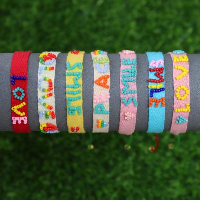 China FASHIONABLE women fashion braided letter woven armband fabric bracelets from Miyuki Beads Fabric Pulseras Handmade for sale