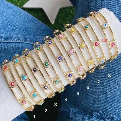 China FASHIONABLE Turkey Evil Eyes Zircon Claw Set DIY Handmade Accessories Slap Bracelet Bangle for sale