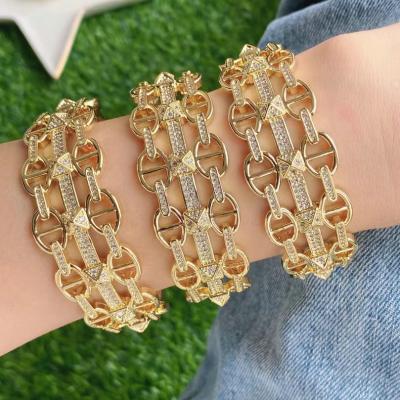 China 2021 fashion men's and women's colorful adjustable nose jewelry bangle bracelet pig brass with Zircon bracelets for sale