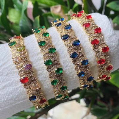 China 2021 TRENDY Fashion Men and Women Jewelry Brass Adjustable Bangle Colorful Bracelet with Zircon Bangles for sale