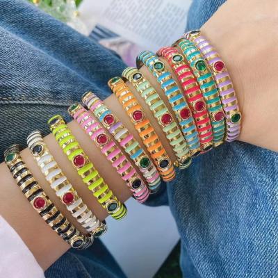 China TRENDY Trendy Brass Multicolor Gold Plated Gemstone Bracelet For Women Gift for sale