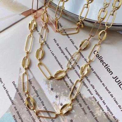 China Wholesale High Quality Color Paper Clip Jewelry Chians Gold Shape Oval Jewelry Roll Chains for sale