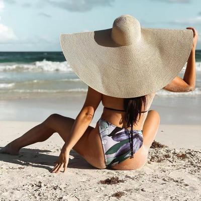 China New Fashion Summer Picture Oversized Beach Hat For Women 25CM Overflow Big Straw Hat Party Sun Protection Hat For Traveling for sale