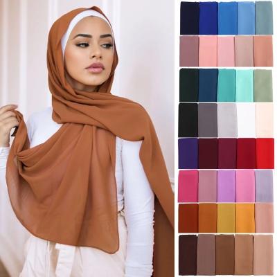 China Wholesale Cheap Solid Islamic Chiffon Chiffon Wrap Plain Chiffon Tank Top Scarves Muslim Hijab Scarf Headscarf for sale