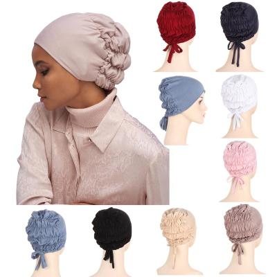 China Fashion 2022 Wholesale Modal Under Brim Islamic Muslim Hijab Scarf Braid Hood With Inner Cotton Modal Hats Women's Turban for sale