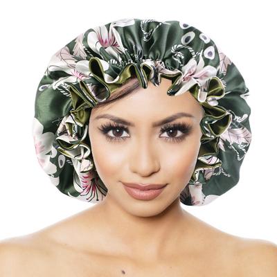 China Hot Selling Digital Character Amazon Digital Oversized Flower Printing Women Hair Beauty Sleep Hat Africa Ankara Custom Silk Satin Stocking Caps for sale