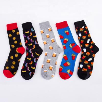 China Sporty Running Custom Food Cotton Men's Logo Socks Creative Socks Men's Happy Jacquard Crew Socks for sale