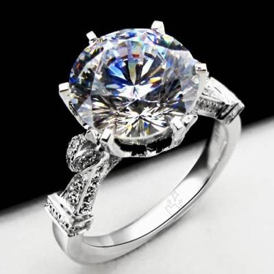 China Original 14K CLASSIC Solid White Natural Gold Finger Ring 3CT Color VVS1 Moissanite Diamond Engagement Ring D Jewelry Gold AU585 for sale