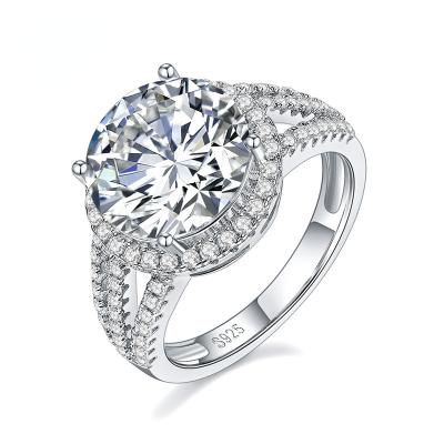 China CLASSIC Moissanite Diamond Ring Women 5 Carat Round Engagement Wedding Gift Classic Fine Jewelry for sale