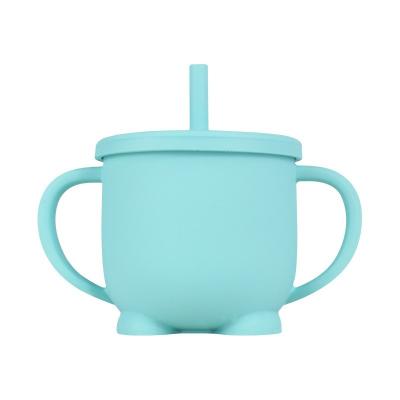 China Hot Sale Customized BPA Free Toddlers and Baby Kids Silicone Viable Learning Feeding Drinkware with Lid for sale