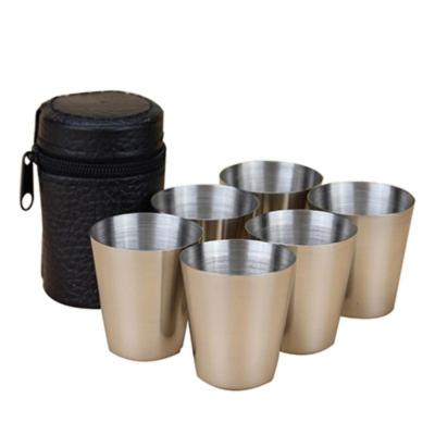 China Hot Sales Eco-friendly 6Pcs/4Pcs Set Outdoor Practical Portable Wine Mini Drinkware Stainless Steel Whiskey Cup Set for sale