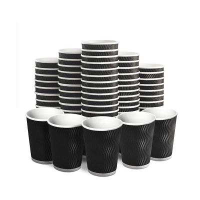 China Wholesale Custom Party Wall Black Double Printer Coffee Paper Cup Mugs For Hot Drinks for sale