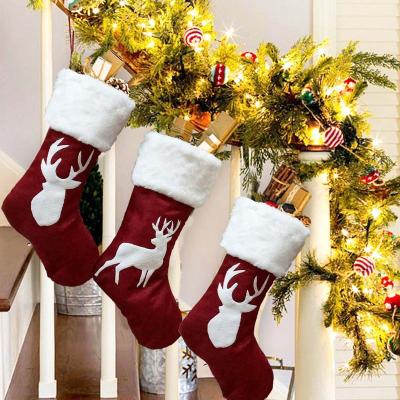 China Wholesale Christmas Baubles Ornament Decor Fabric Furry Stockings Socks for sale