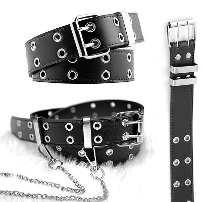 China Wholesale unisex punk belt hip hop ALLOY metal chain leather belt for sale