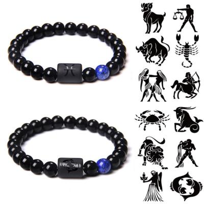 China Factory direct selling CLASSIC unisex bracelet twelve sign crystal beads bracelet for sale