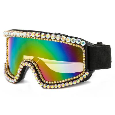 China Fashion sunglasses new style luxury ski google connection designer rhinestone bling sunglasses for sale