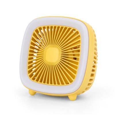 China Hotel Summer 3 Speeds Mini USB Table Fan Rechargeable Small Retro Desktop Style With LED Light for sale