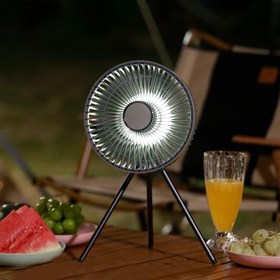 China Portable Radio Mini Celling Fan With Light Rechargeable Camping Remote Control Wholesale Outdoor Fan Tripod for sale