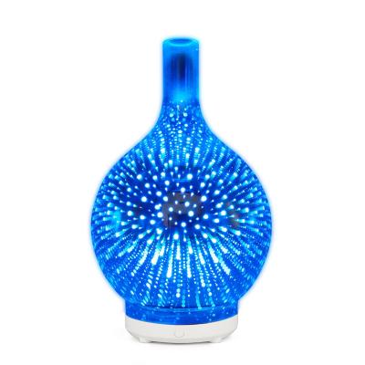 China 3D Household Fireworks Air Usb Aromatherapy Air Humidifier Glass Essential Oil Aroma Diffuser for sale