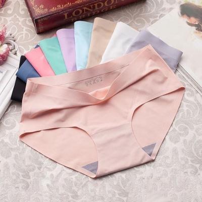 China Breathable Silk Seamless Panties Women's One Piece Ice Cream Mid Waist Panties For Wholesale for sale