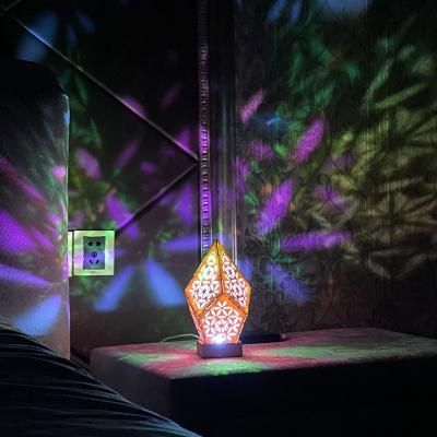 China Retro Cavity Table Lamps Modern Geometric Decorative Bohemian Starry Projection Led Night Floor Lamp for Bedroom for sale