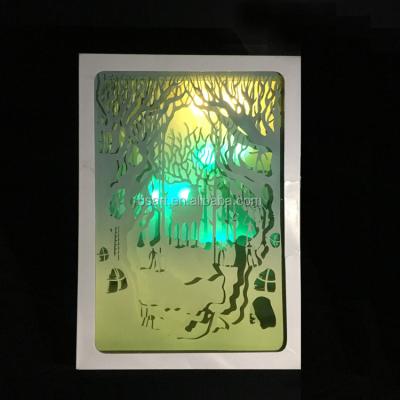 China Decorative 3D Art LED Shadow Light and Shadow Box Papercut Light Boxes Mood Light for Kids and Adults for sale