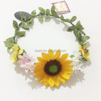 China Wholesale Fashion Fabric Daisy Flower Flower Headband Greek Crown Olive Branch Hair Circle for sale