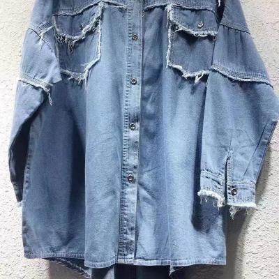 China Lady Spring Summer Oversized Cardigan Jean Loose Denim Fashion Style Women's wuwuwu Women's Jackets 2022 Breathable Tassel Pocket Women for sale