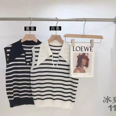 China Wholesale New Breathable Wuyuehua Stripe Summer Knit Vest Women Fashion Knit Tank Tops for sale