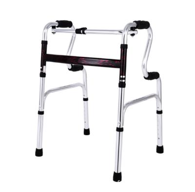 China Walking Aid Manufacturer Supply Light Folding Double Bend Walking Aid Four-Angle Supports Aluminum Alloy Walking Aid For Elderly for sale