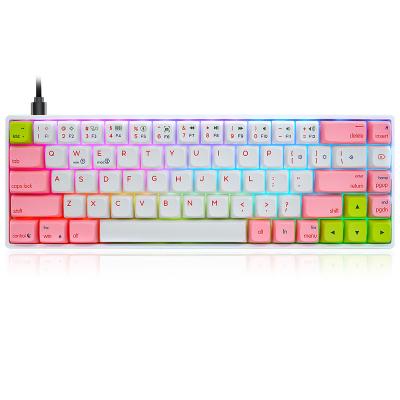 China SKYLOONG GK68 SK68 Hot 68 Keys Keyboard Mechanical Pink RGB Typewriter 65% Switchable Backlit Keyboard for sale