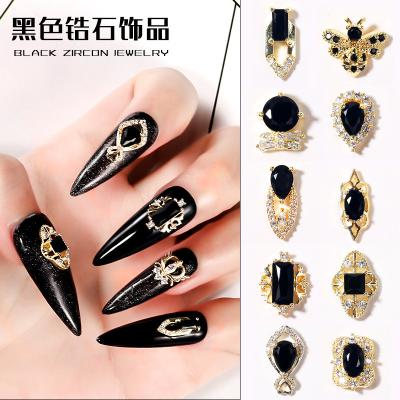 China Nail Charm Jewelry 3d Charm For Nail Art Black Zircon Punk Style Than Nail Art Decoration Nail Jewelry Designer Popular Charm In Europe America Style for sale