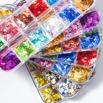 China Nail Art Rhinestones Glass 1 Set Ultra-Thin Mixed Color 3D Sequins Nail Glitter Flakes 1/2/3mm Glitter Tips DIY Shining Sequin Nail Art Decorations for sale