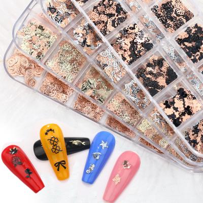 China Ultra Thin Jewelrys Accessories Sequins Gold Fish Nail Art Alloy Slice Sea Shell Nail Art Metal Snowflake Rhinestones Glass ew 3D Nail for sale