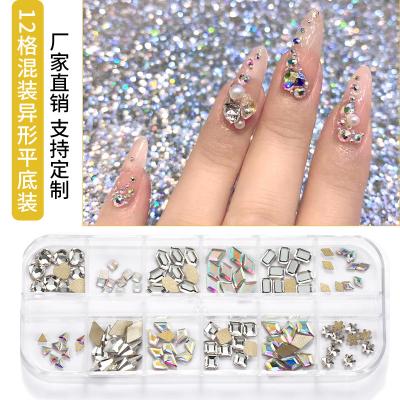 China Nail Charms Jewelry 1 Box Glitter 3D Rhinestones AB Flat Back Shiny Stones Nail Gems Crystal Rhinestones Nail Art Decorations Accessories Mixed Size for sale