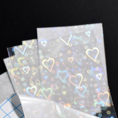 China Tulip Flower Colorful Love Heart 3D Nail Sticker Holographic Laser Star Slider Nail Art Stickers for Aurora Film Foils Self Adhesive Nail Decals Manicure Design for sale