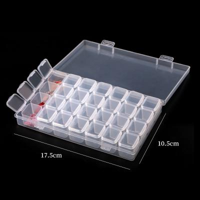 China 28 Grids Diamond Painting Kits Storage Box 28 Grids Plastic Diamond Painting Kits Nail Art Rhinestone Tools Beads Storage Box Case Organizer Holder Kit for sale