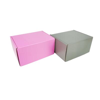 China Recyclable International Manufacturing Gray Pink Corrugated Foldable Custom Logo Shoe Packing Box for sale