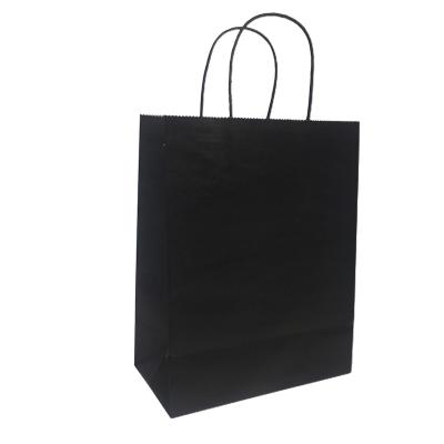 China Custom Recyclable Wholesale Black Foldable Grocery Kraft Paper Shopping Paper Bags With Your Own Logo for sale