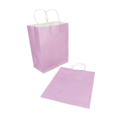 China Recyclable Ready To Ship Small Gift Shopping Biodegradable Purple Paper Bags With Custom Log For Clothing for sale