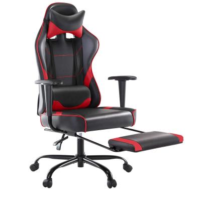 China (Size) Ergonomic Adjustable Custom Lumbar Support Desk Gaming Chairs Computer With Footrest in Red for sale