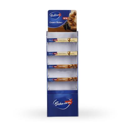 China cardboard pop up display stands 4 layers small cardboard displays biscuit chocolate cardboard floor display racks for sale