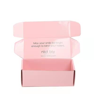 China Custom Folding Corrugated Cardboard Grooming Supplies Box Pink Beauty Wrapping Shipping Box for sale