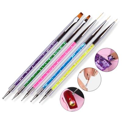 China NAIL Private Label 5pcs/set Nail Art Gel Pen Nail Art Pen Set Coating Nail Art Brush 2 Sided for sale